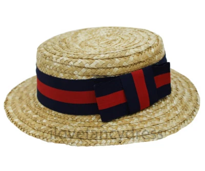 12 X CHILDS DELUXE STRAW BOATER HAT BONNET FANCY DRESS DANCE THEATRE SCHOOL BULK