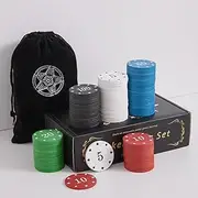 LHTHT Poker Chips with Denominations,Poker Chips with Black Velvet Pouch Bag,Plastic Learning Counters Disks and Learning Math Counting Chips,Game Night Party Supplies(200pcs)