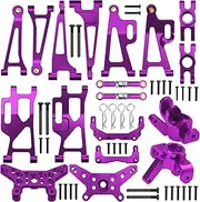 Metal Suspension Swing Arm & Shock Tower Mount & Steering Hub & Metal Steering Rod & Body Mount Compatible with Hyper Go H14bm MJX 14210 14209 1/14 RC Car (Purple)