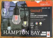 Hampton Bay SMART Black 12-Light 24ft Indoor/Outdoor Plug in String Light RGBW