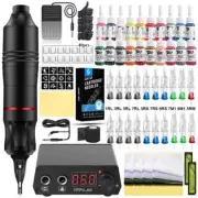 Complete Tattoo Machine Pen Set Power Supply Needle Ink DC Interface Tattoo Gun