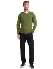 [Oxford] Basic V-Neck Pure Wool Pullover in Olive