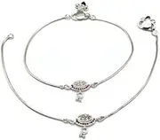[Generic] 925 Sterling Silver Anklet, 26.8 cm Length, 19.5 g, Silver Payal for Women
