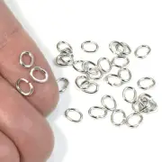 50 Pcs Rhodium Silver Medium Oval Jump Rings, TierraCast 5x6mm