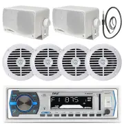 PLMRB29W Bluetooth White USB Radio, Marine 3.5"Speakers, 5.25" Speakers, Antenna
