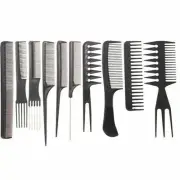 Black Hair Styling Hairdressing Plastic Barbers Brush Combs 10pcs/Set