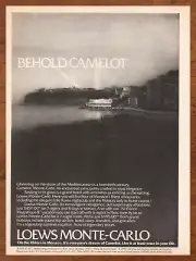 1977 Loews Monte-Carlo Vintage Print Ad/Poster Camelot Hotel Travel Wall Art 70s
