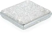 eing Metal Cigarette Case Bling Crystal Cigarette Box Double Sided Spring Clip Open Pocket Holder for 20 Cigarettes,Silver