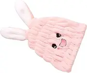 BAZEITFLOW Rabbit Ear Absorbent Hair Drying Cap for Soft Microfiber Towel Wrap for Quick Drying Cute Cartoon Design for Home Travel and Bath