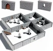 Dungeon Walls Modular DND Terrain Set - 48 Piece Tabletop Role-Playing Scenery - 28mm Scale, Includes Walls & Accessories - Perfect for Dungeons & Dragons, Pathfinder, & RPG Tabletop Games