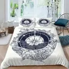 Compass Flowers Double 200X200 Cm Print Duvet Cover Set Soft Microfiber Duvet