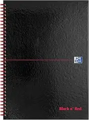 Oxford Black n' Red A4 Wirebound Hardback 5mm Square Notebook