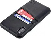 Dockem Exec M2 iPhone XR Wallet Case: Built-in Metal Plate for Magnetic Mounting & 2 Credit Card Holder Slots (6.1" Exec M2, Synthetic Leather, Brown)