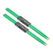 2 Pair Wood Drumstick Anti Slip Handle Grips 5A Green Drum Stick Wood Tip