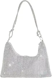 [DJBM] Women's Clutch Handbags Metal Mesh Shoulder Bag Evening Clutch Purse Women's Underarm Evening Bags for Party Formal