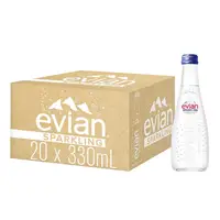 在飛比找松果購物優惠-Evian玻璃瓶汽泡天然礦泉水 330毫升x20入 (代理商