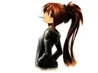 Anime brunettes white long hair brown eyes pocky Custom Gaming Mat Desk
