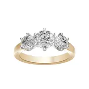 Bevilles Three Stone Traditional Bridal Ring with 2.00ct of Laboratory Grown Diamonds in 18kt Yellow