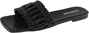[Generic] Women Flat Sliders Summer Beach Fashion Cute Bowtie Bride Square Open Toe Hoilday Sandals Mules Slippers Flip Flops (G Black 6.5 UK)