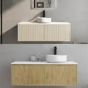 1200mm Slim CETO Bellevue Fluted PVC Film Wood Grain Costal Oak Prime Oak Vanity