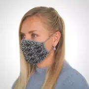 Pack of solid knitted Face Mask two layers reusable washable bandanas Gray