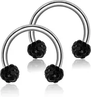 [BYETOCE] 2 Pcs Stainless Steel Hoop Nose Ring with Zirconia Ornament Hypoallergenic 316L Surgical Steel Nose Nostril Piercing Jewelry Studs Rings for Women Men