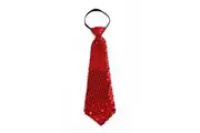Teen Boys Kids Red Sequin Elastic Neck Tie