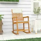 Wood Rocking Chair with Cushions Outdoor Garden Patio Deck Balcony Lounge Seat