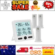 Indoor Outdoor Digital Thermometer Hygrometer w/ 3 Sensors, LCD, Clock, Alarm
