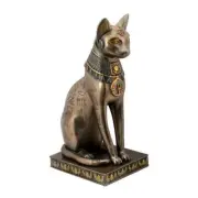 Bronze Hand painted Bastet Statue, 12"H souvenir/collectible