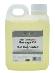 Deep Tissue Sports Massage Oil 1 Litre + Pump Dispersible 100% Natural Unscented