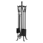 31" 5-piece Heavy Wrought Iron Loop Handle Fireplace Tool Set