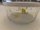 Vintage Style Pyrex Bowl With Lid Yellow Birds Singing Musical Notes
