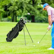 CostwayUltra Lightweight Golf Bag with 4-Way Top Dividers for Golf Course &amp; Travel-Black