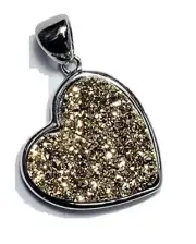 Elegant Hand Crafted Sterling Silver Druzy Natural Agate 18mm Heart Pendant