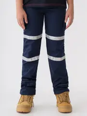Kids Work Pants With Reflective Tape Navy