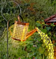 Solar Garden Watering Can Lights Cascading Outdoor Hanging Lanterns Decor 2 Pcs