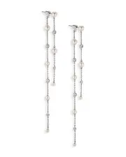 Nadri Siren Cubic Zirconia & Imitation Pearl Front To Back Earrings in 18K Gold Plated