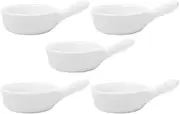 [LIFKOME] Set of 5 Ceramic Saucers with Handle, Ceramic Bowls, Porcelain Cups, Sauce Bowls, Saucers, Dip Bowls, Sensitive Appetizer, Small Bowl, Tray, Spice Plate, White