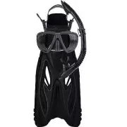 Mirage Gold Series Rayzor Fin Snorkel and Mask Set with Tempered Glass Lens Blac