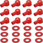 uxcell Battery Terminal Cover, 12 Pcs Battery Terminal Protector Truck Battery Terminal Cover with Washers Red L12-22-46mm for Car Accessories Truck Marine Boat