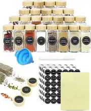 AVITONG 24 Pcs Spice Jars with Labels - 120 Ml Glass Spice Jars with Bamboo Lids