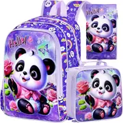 16 Inch Girls Panda Backpack Set With Lunch Box