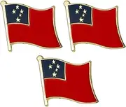 [Panda Loco] 3 X Samoa National Country Flag Lapel Metal Enamel Pin Badge, One Size, Metal