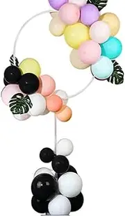 Round Balloon Column Stand Kit White Round Circle Garland Hanger Base Stand with Water Fillable Base for Birthday Wedding Christmas Party Decor