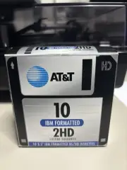 AT&T IBM Formatted DS/HD 3.5" Diskettes 10 Count Floppy Disk New In Package