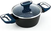 16cm Nonstick Stock Pot with Lid, Small Saucepan with Cool Handles, Casserole, Nonstick Cooking Soup Pot, Compatible with All Stoves, PFOA-Free, Dishwasher Safe