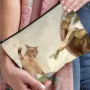 Cat Sistine Chapel Swats God Funny Makeup Bag - New