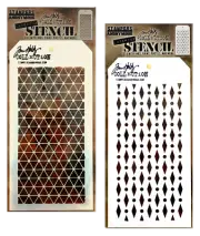 Tim Holtz Layering Stencils Diamond Hexagon Dots Pattern Mixed Media Layered Set