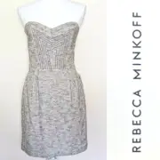 NWT $348 Rebecca Minkoff Lara Oatmeal Alpaca Wool Tweed Bustier Short Dress Sz 6